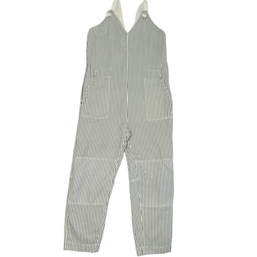 Rag & Bone Striped Linen Blend Jumpsuit Women's Size 2 Missing belt Railroad